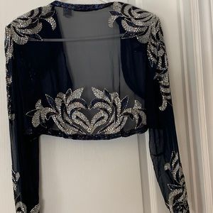 Elegant Navy and Silver Embellished Mini Dress